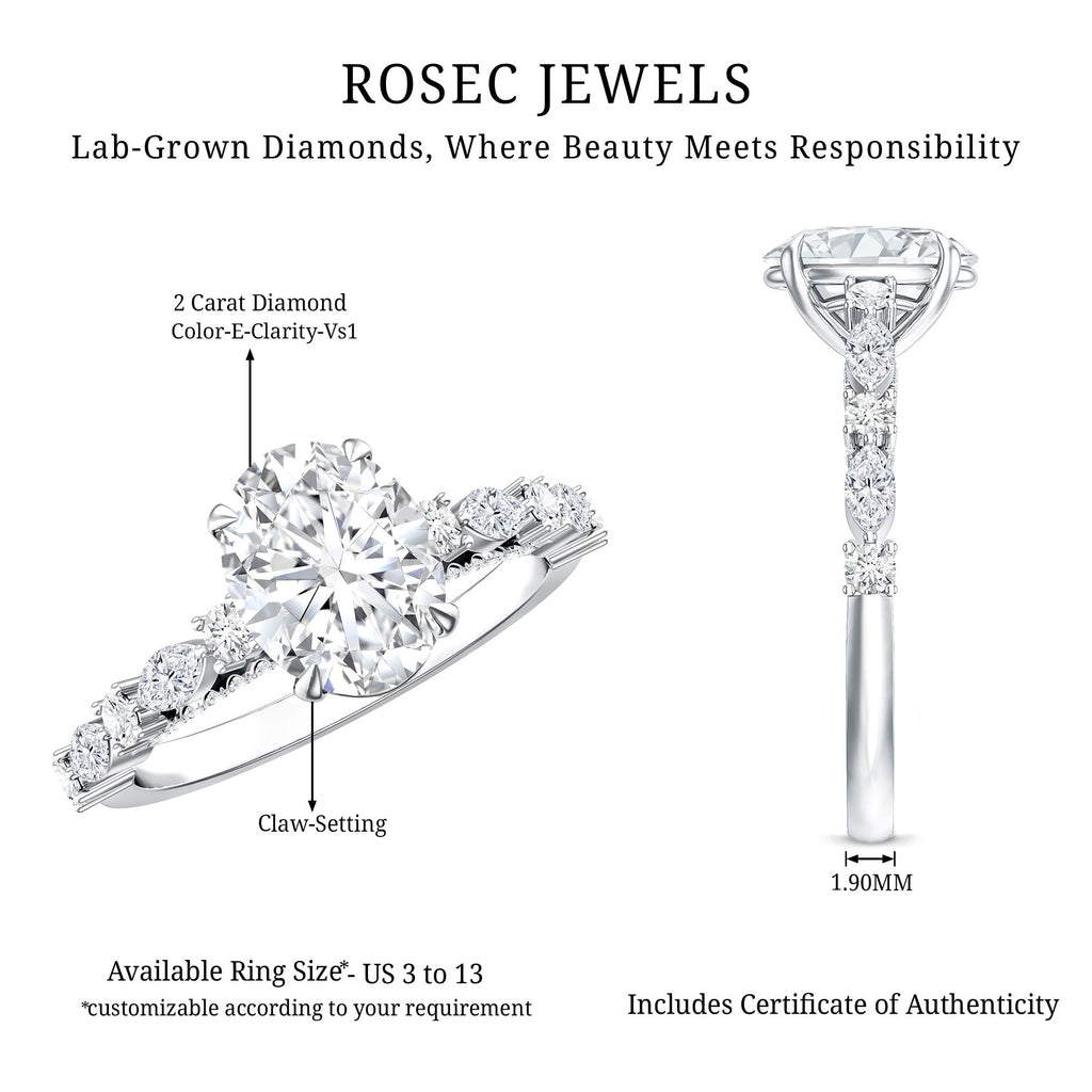 2 Carat Oval Lab Grown Diamond Engagement Ring with IGI Certificate