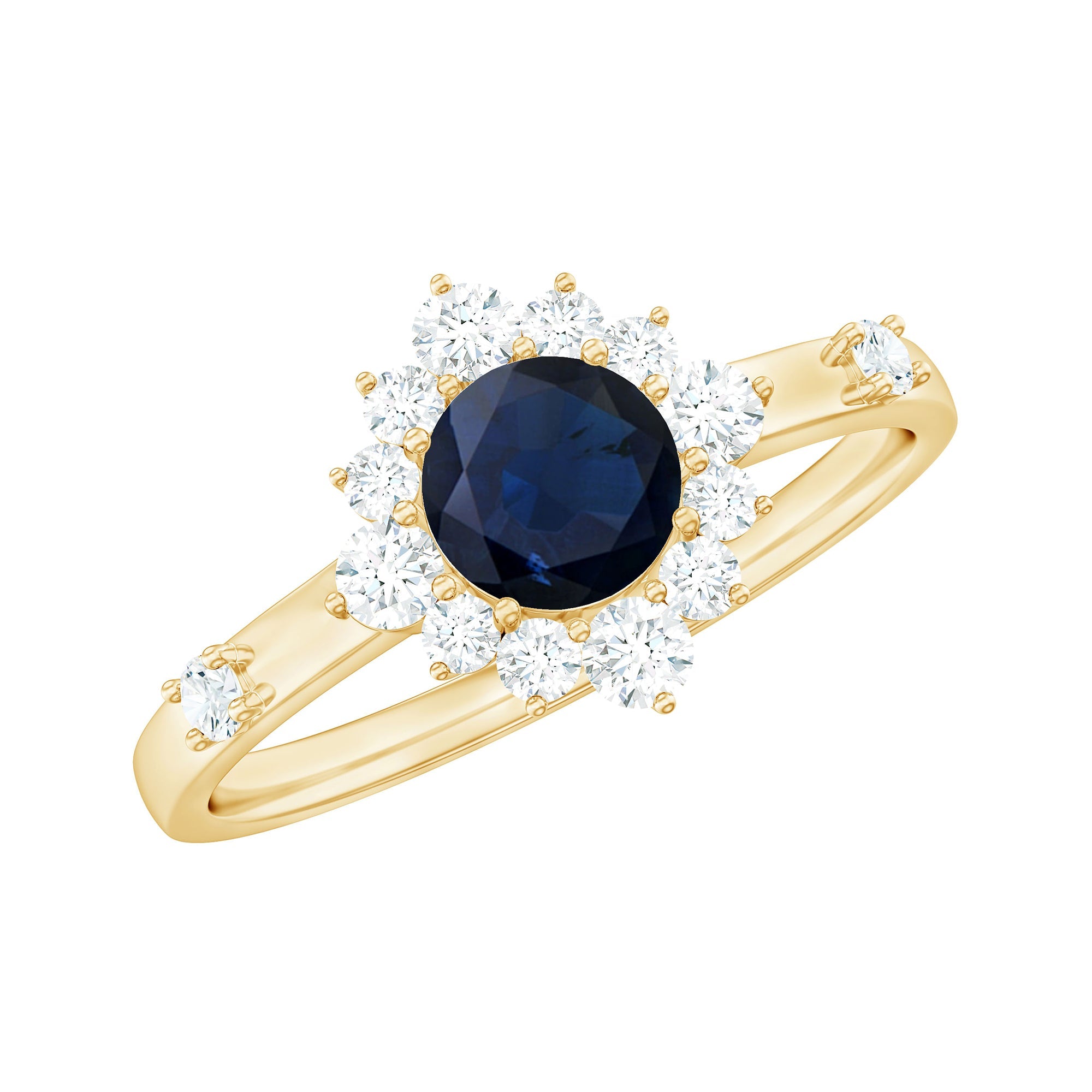 Natural 0.9 Carat Blue Sapphire Engagement Ring with Diamond Halo | Rings | Wiccan Center