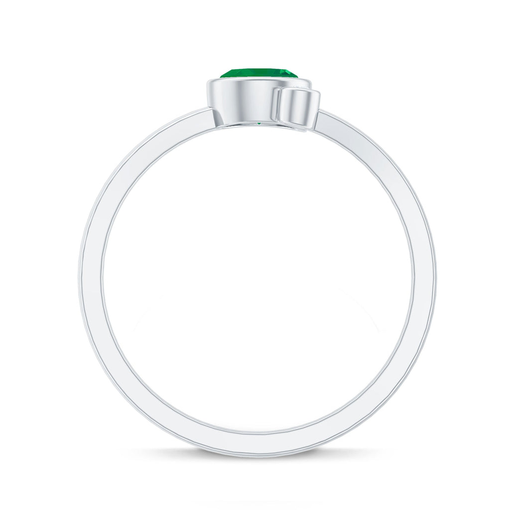 Bezel Set Emerald and Lab Diamond Two Stone Promise Ring