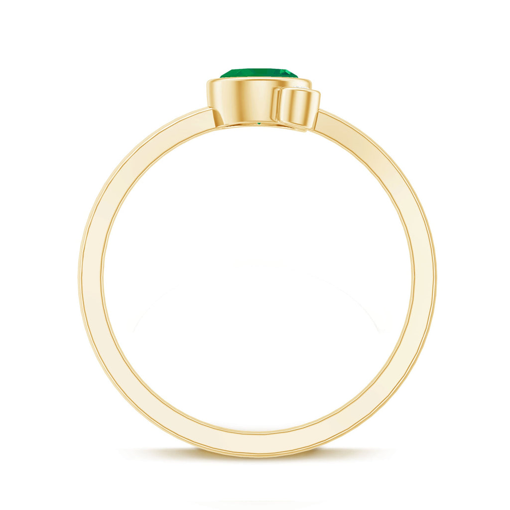 Bezel Set Emerald and Lab Diamond Two Stone Promise Ring