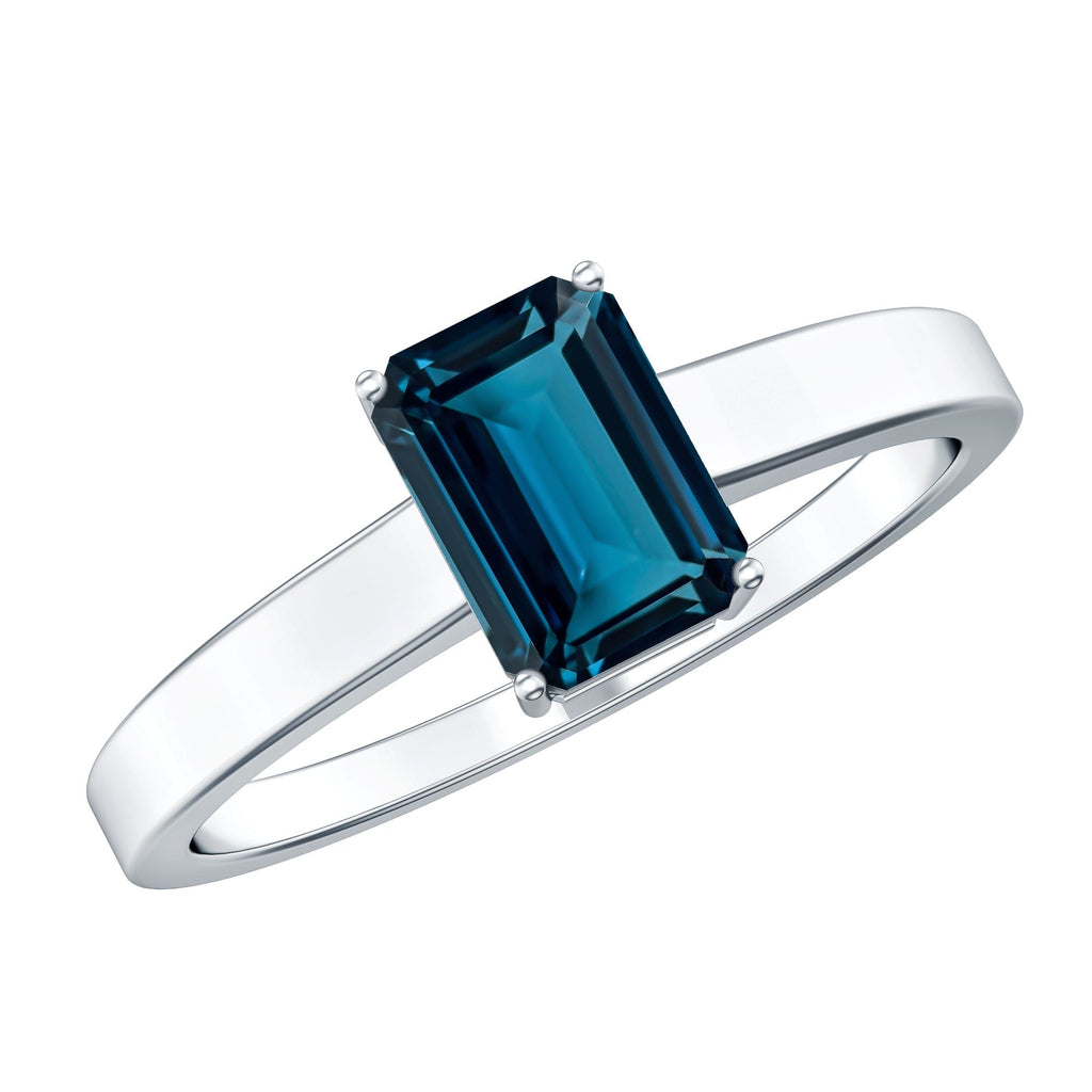 2.2 Carat Emerald Cut London Blue Topaz Solitaire Ring with Certificate