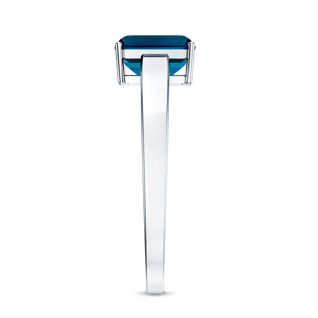 2.2 Carat Emerald Cut London Blue Topaz Solitaire Ring with Certificate