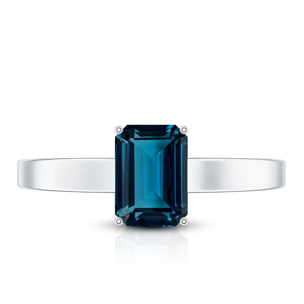 2.2 Carat Emerald Cut London Blue Topaz Solitaire Ring with Certificate
