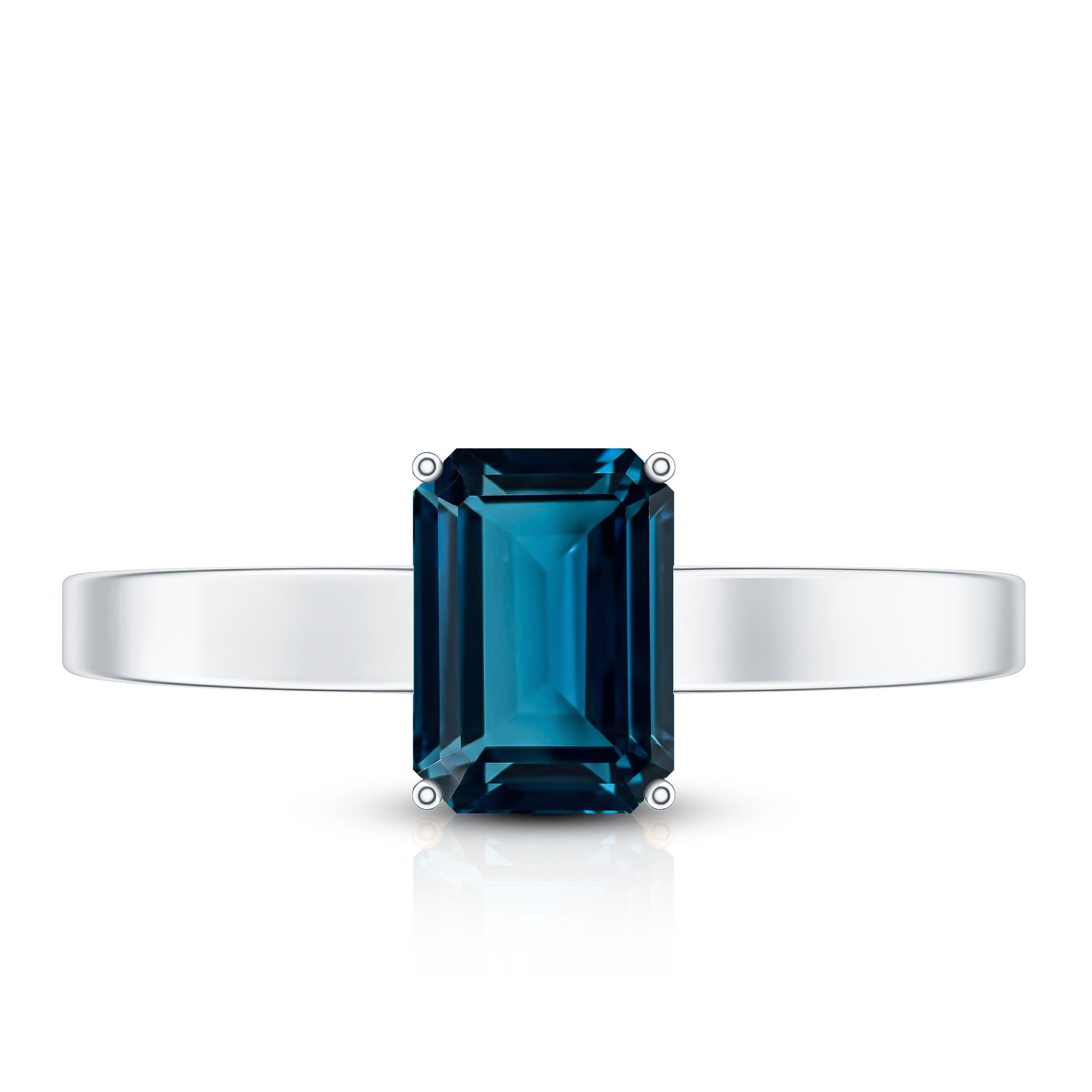 2.2 Carat Emerald Cut London Blue Topaz Solitaire Ring with Certificate