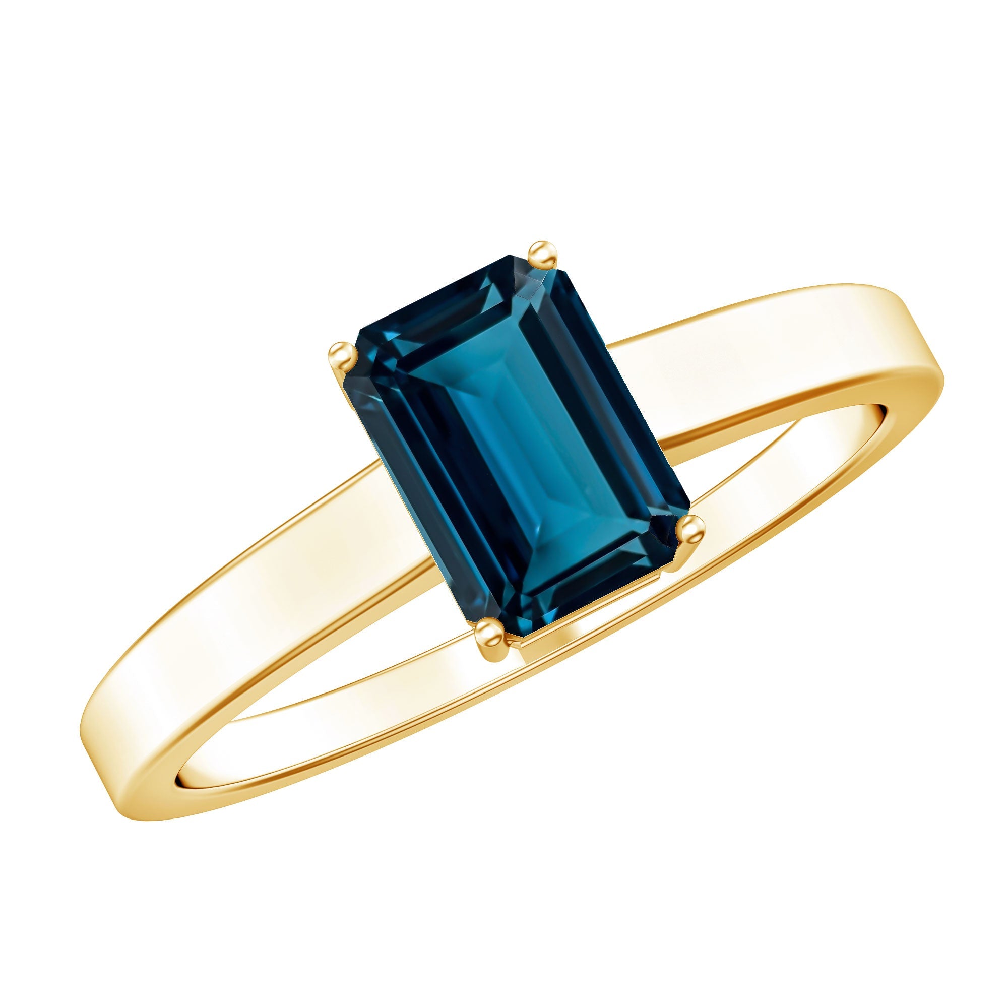 2.2 Carat Emerald Cut London Blue Topaz Solitaire Ring with Certificate | Rings | Wiccan Center