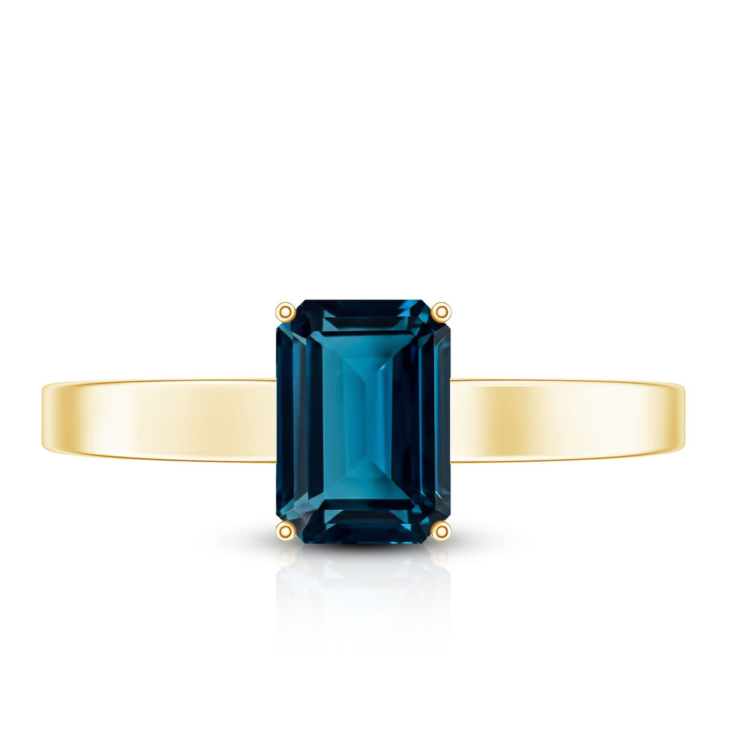 2.2 Carat Emerald Cut London Blue Topaz Solitaire Ring with Certificate