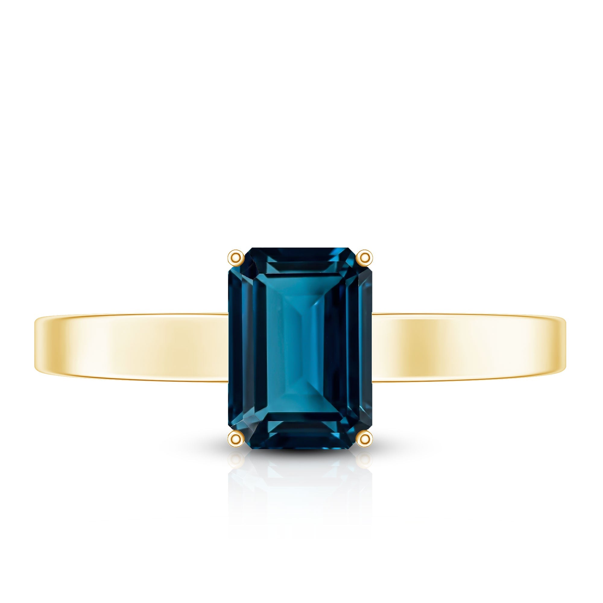 2.2 Carat Emerald Cut London Blue Topaz Solitaire Ring with Certificate