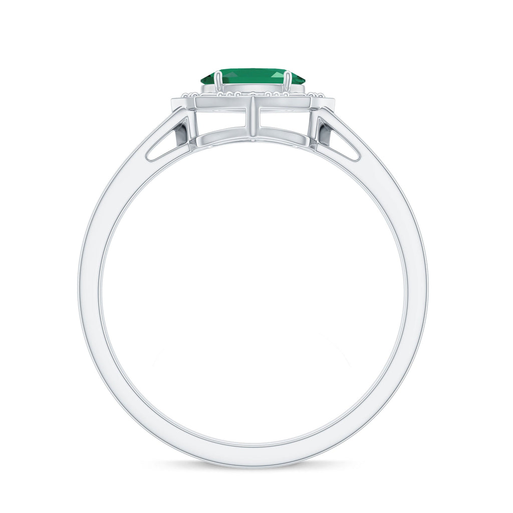 Genuine Emerald Antique Looking Engagement Ring With Certificate