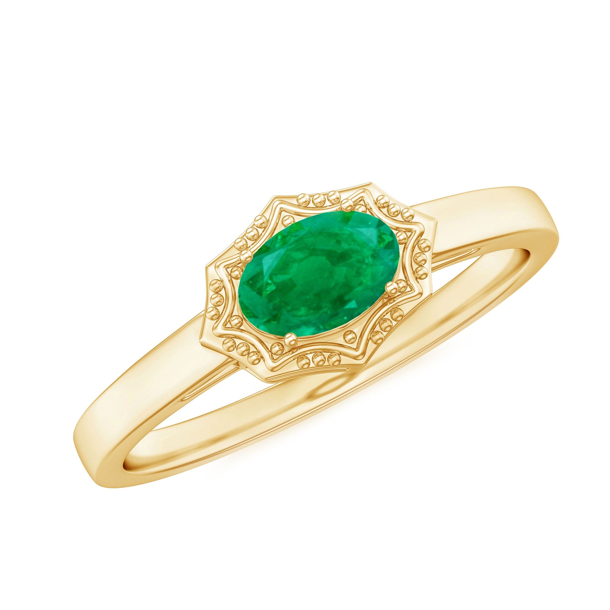 Genuine Emerald Antique Looking Engagement Ring With Certificate | Rings | Wiccan Center