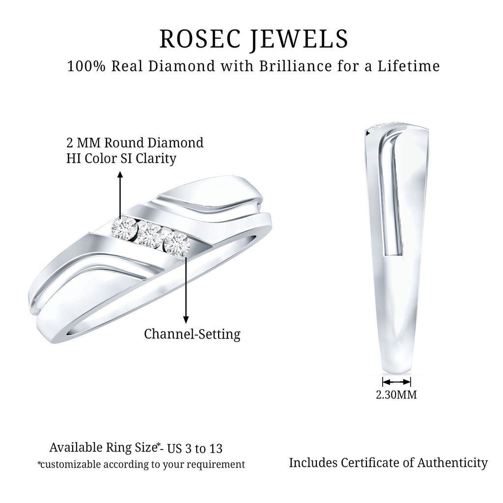 Certified Diamond Three Stone Band Ring for Men
