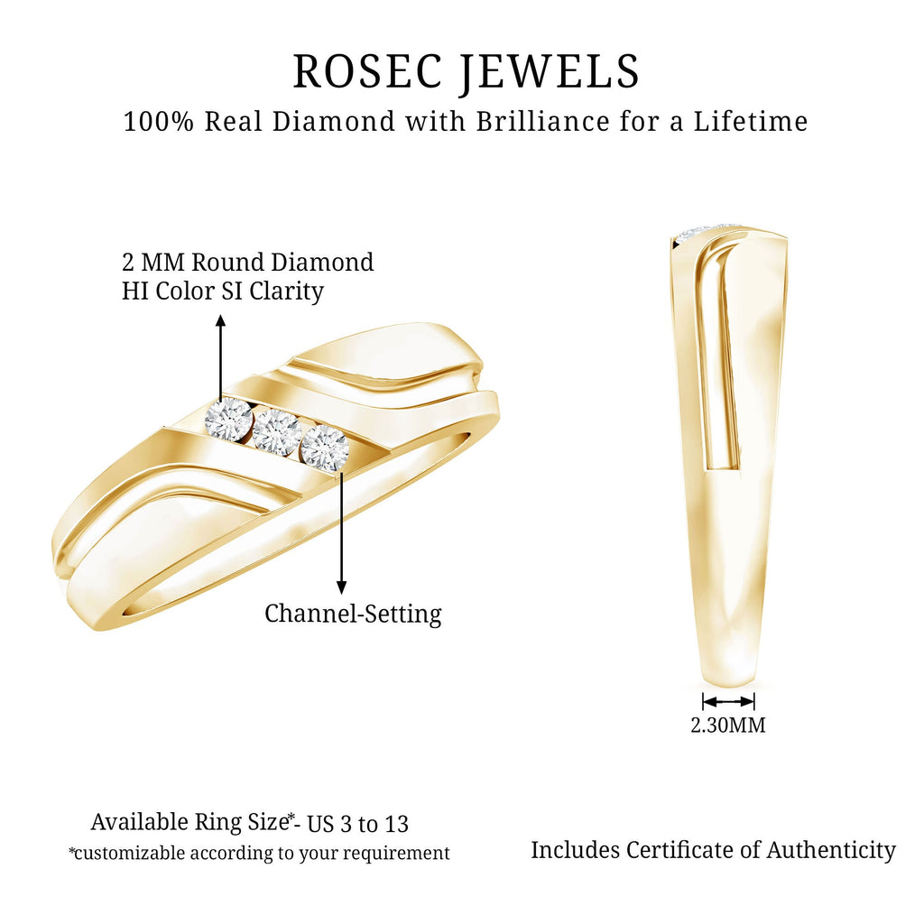 Certified Diamond Three Stone Band Ring for Men