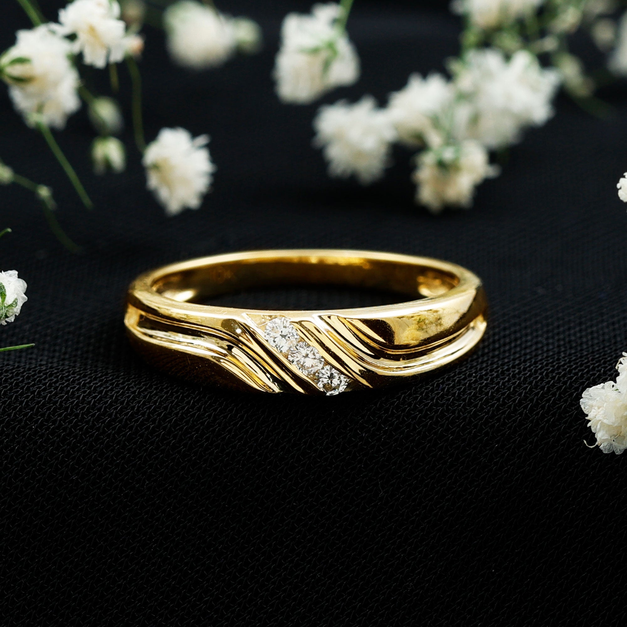Certified Diamond Three Stone Band Ring for Men