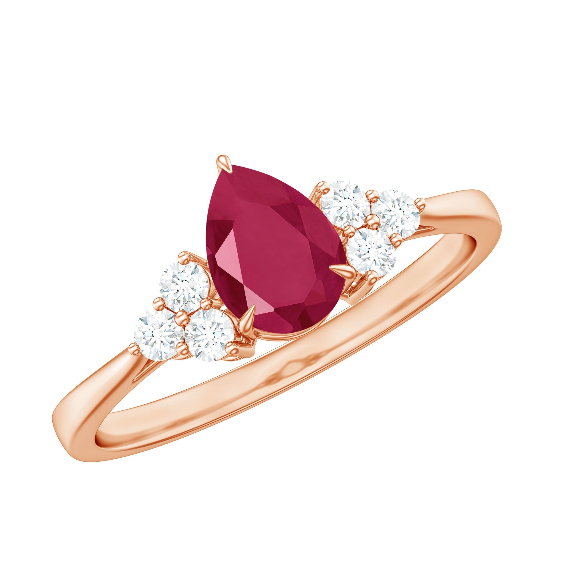 Natural 0.8 Carat Ruby Pear Shaped Engagement Ring with Diamond | Rings | Wiccan Center