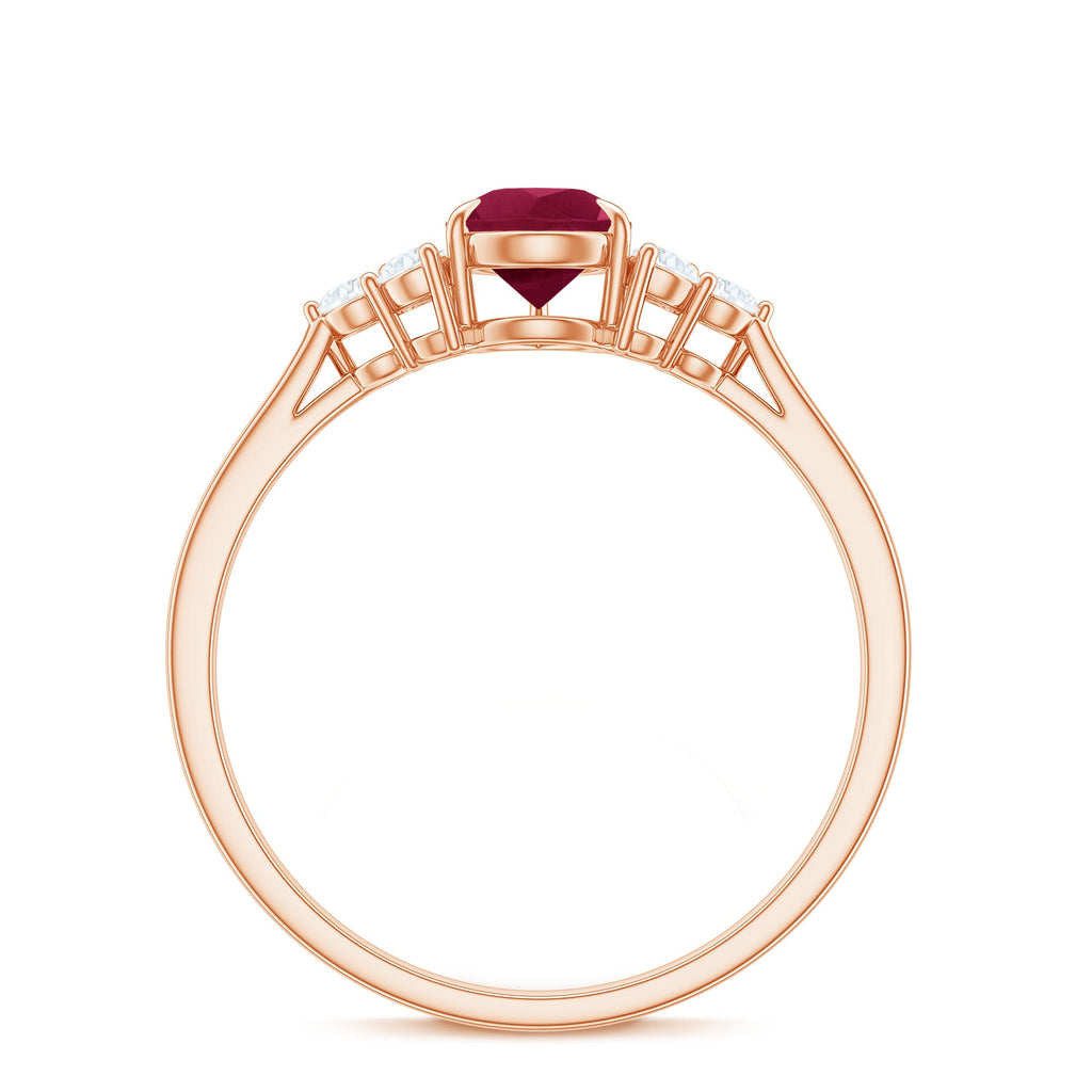 Natural 0.8 Carat Ruby Pear Shaped Engagement Ring with Diamond
