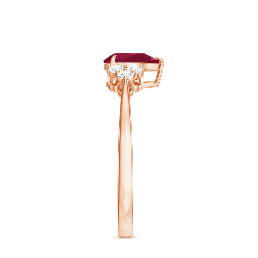 Natural 0.8 Carat Ruby Pear Shaped Engagement Ring with Diamond