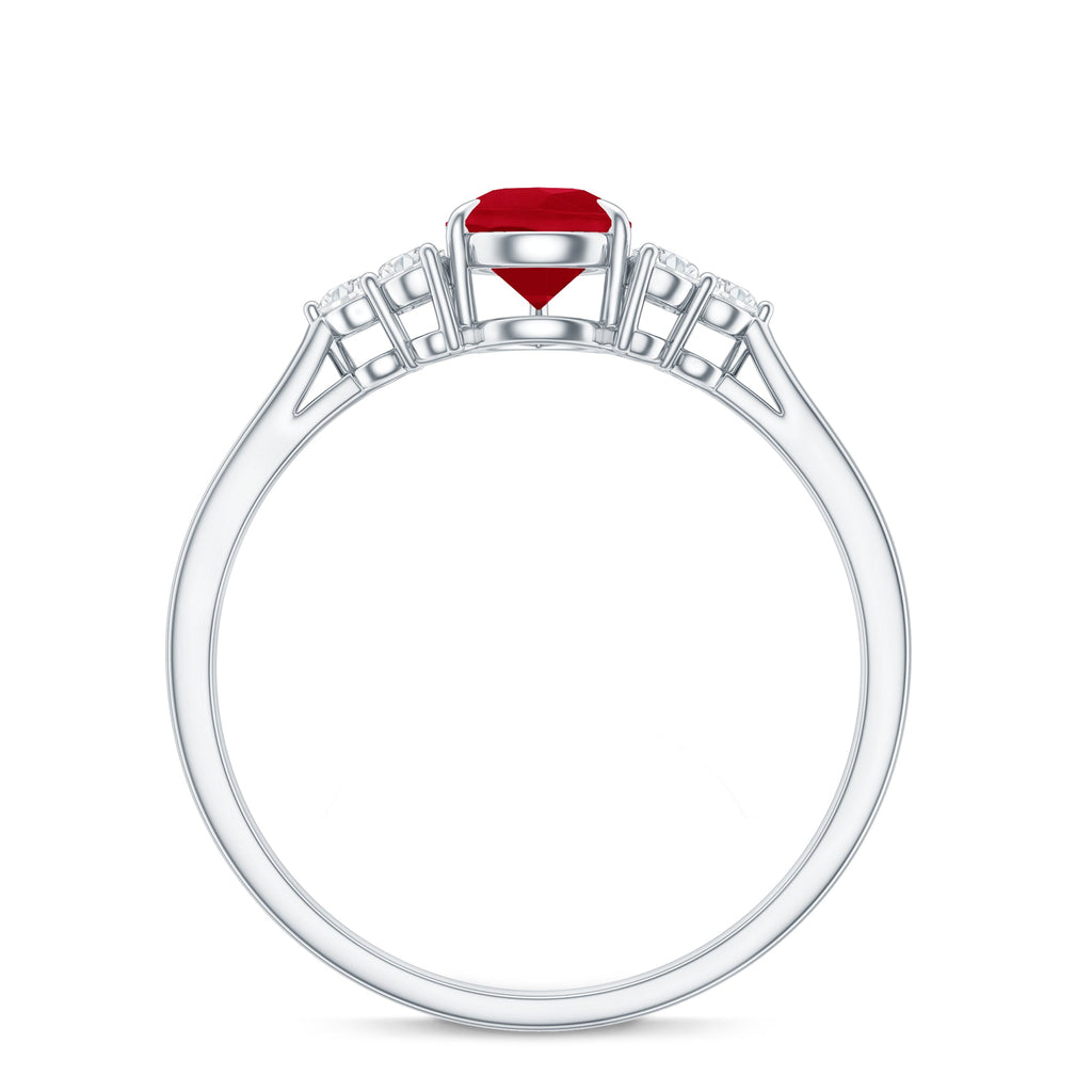 Natural 0.8 Carat Ruby Pear Shaped Engagement Ring with Diamond