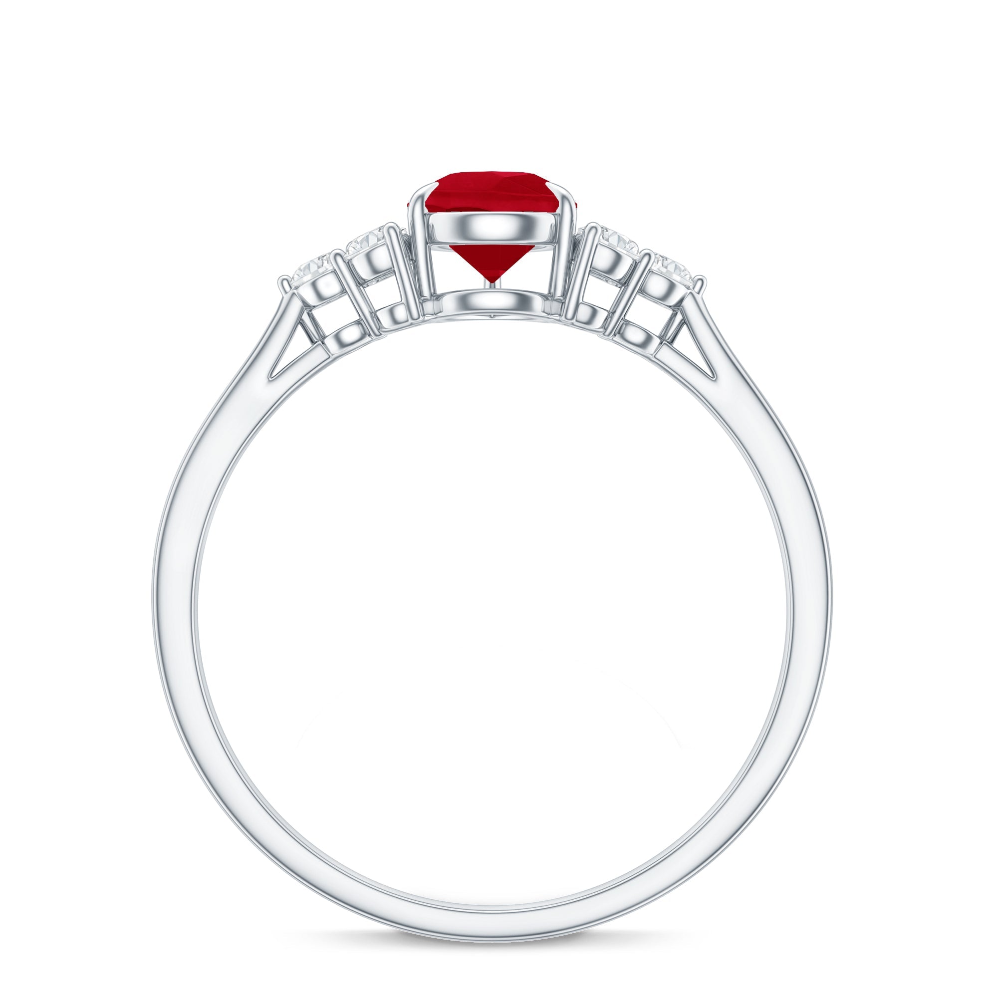 Natural 0.8 Carat Ruby Pear Shaped Engagement Ring with Diamond