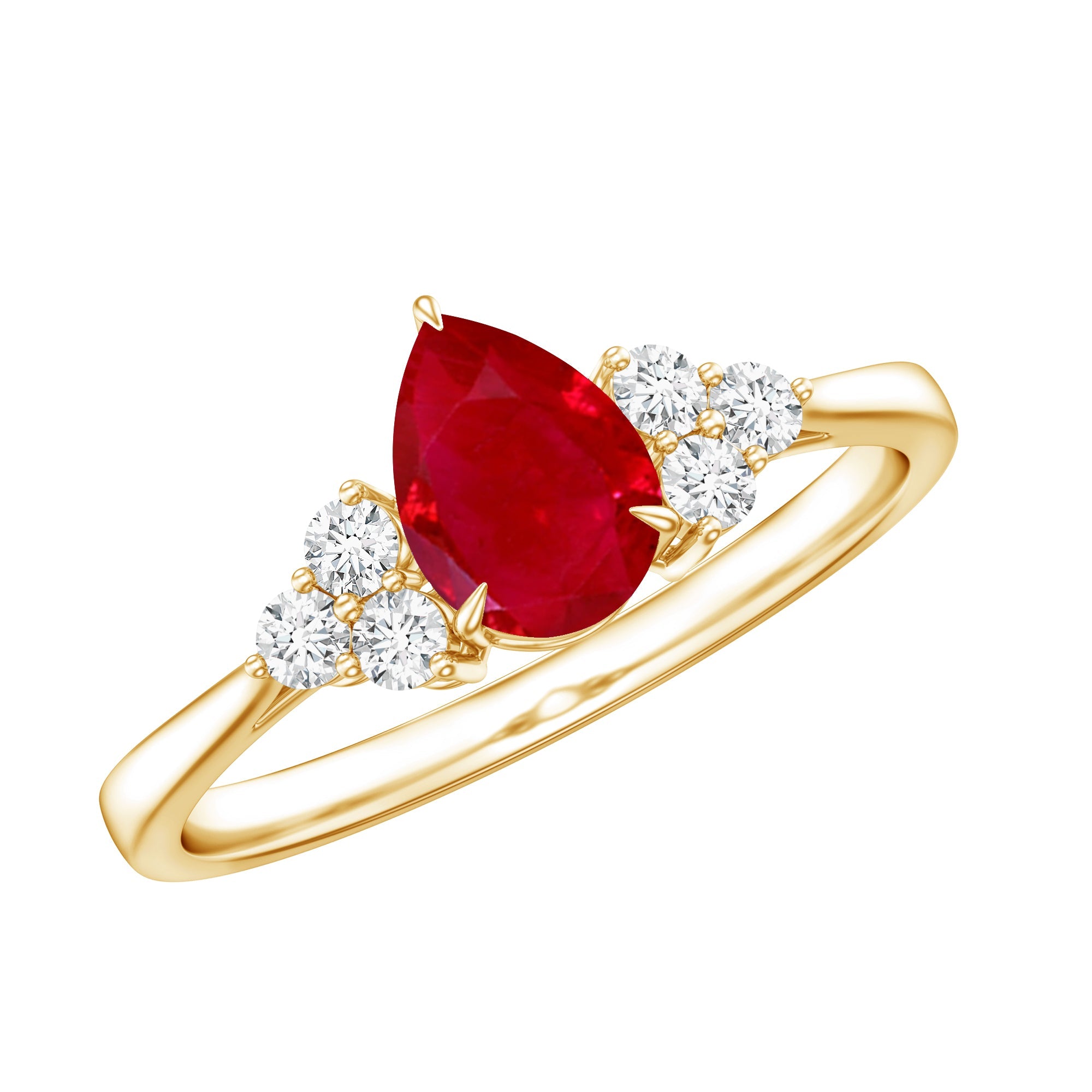 Natural 0.8 Carat Ruby Pear Shaped Engagement Ring with Diamond | Rings | Wiccan Center