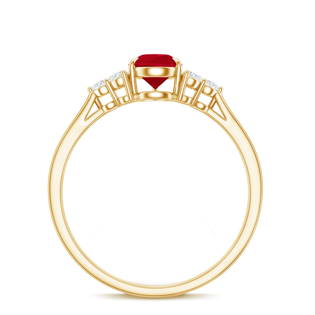 Natural 0.8 Carat Ruby Pear Shaped Engagement Ring with Diamond