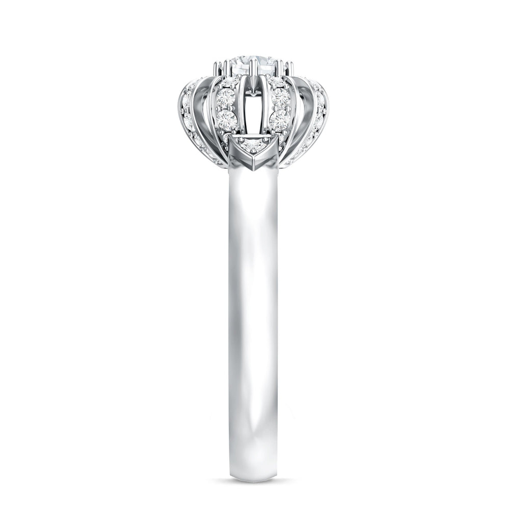 Certified Real Diamond Flower Engagement Ring for Women