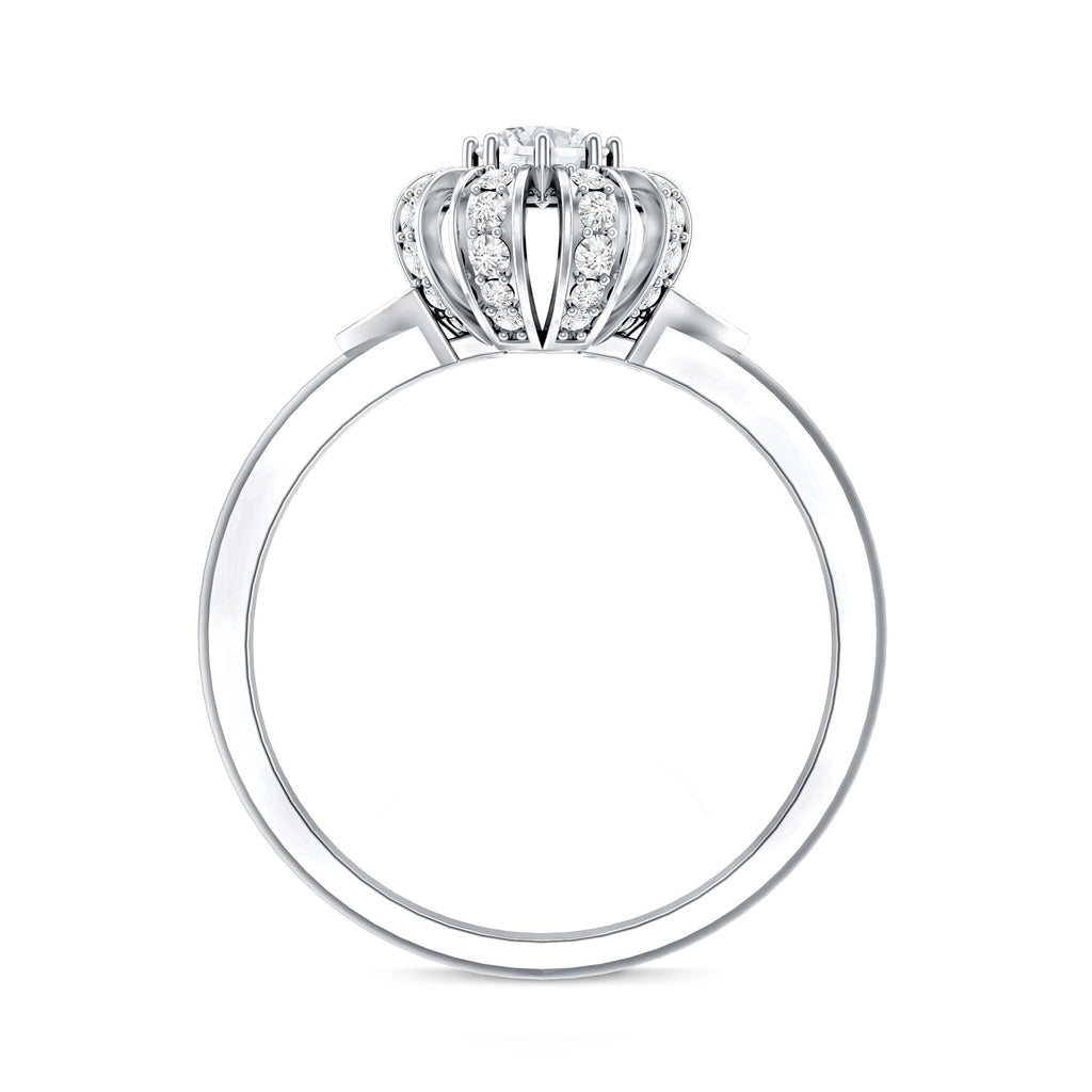 Certified Real Diamond Flower Engagement Ring for Women