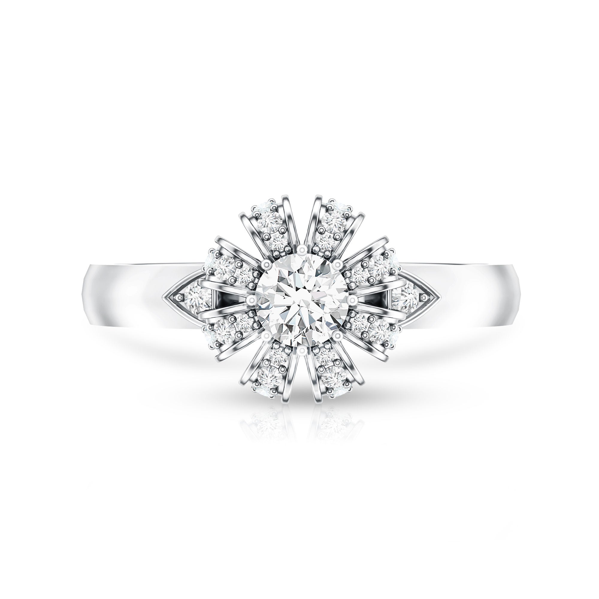 Certified Real Diamond Flower Engagement Ring for Women