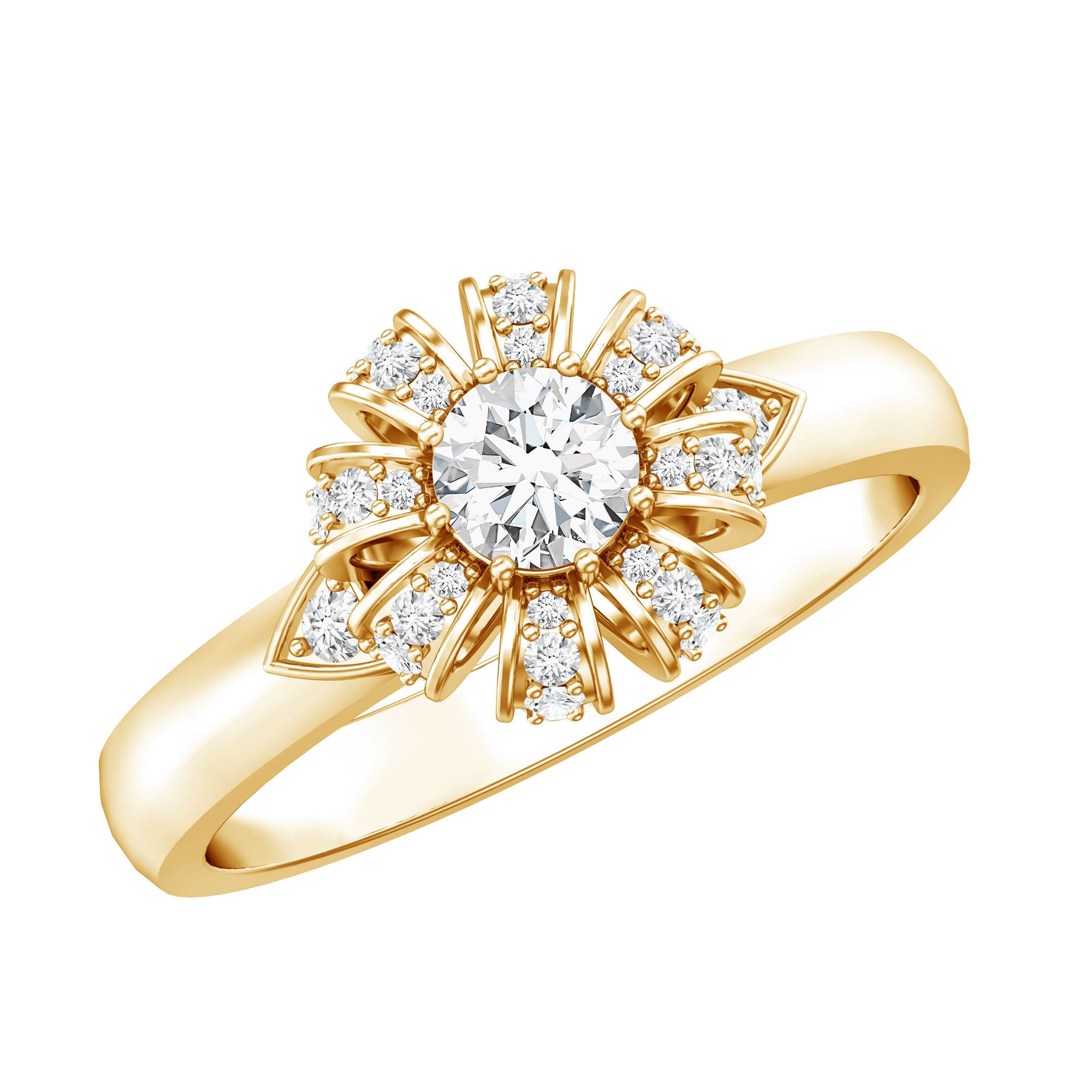 Certified Real Diamond Flower Engagement Ring for Women | Rings | Wiccan Center