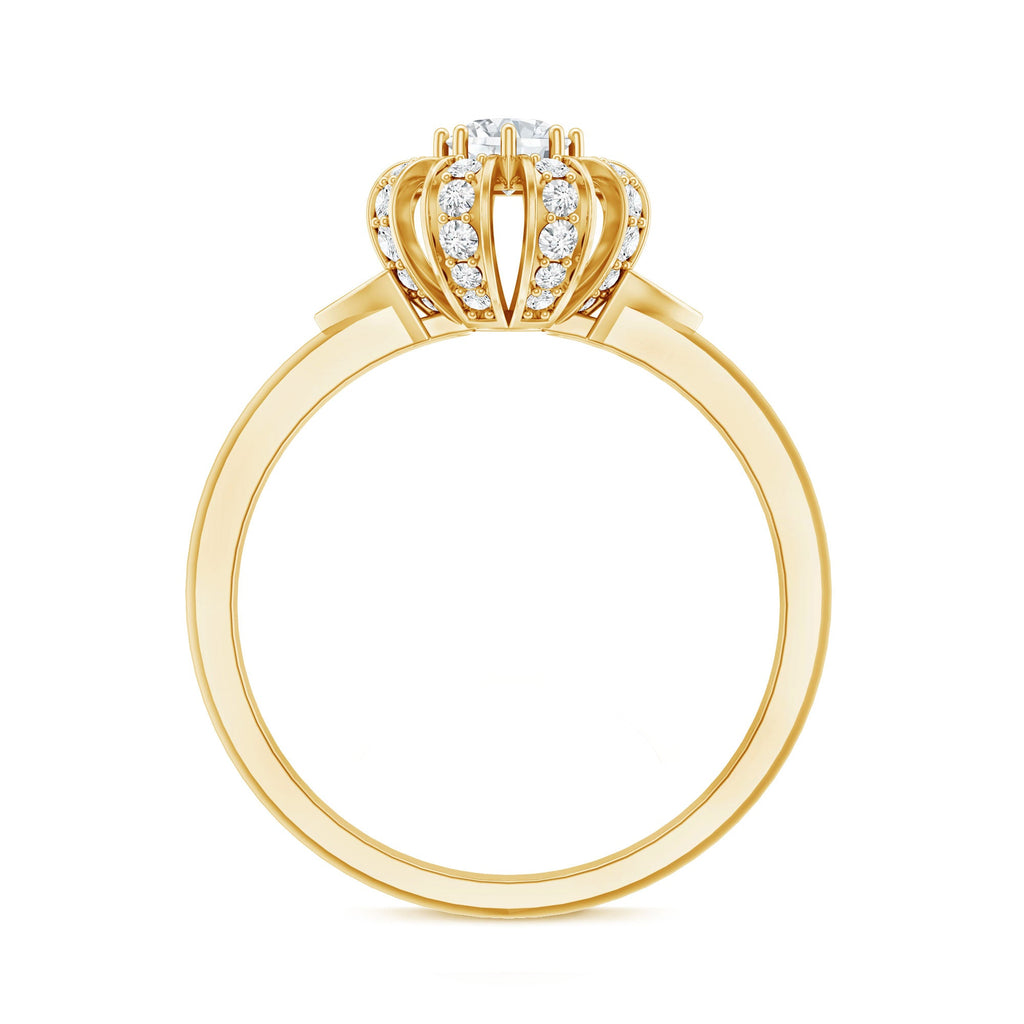 Certified Real Diamond Flower Engagement Ring for Women