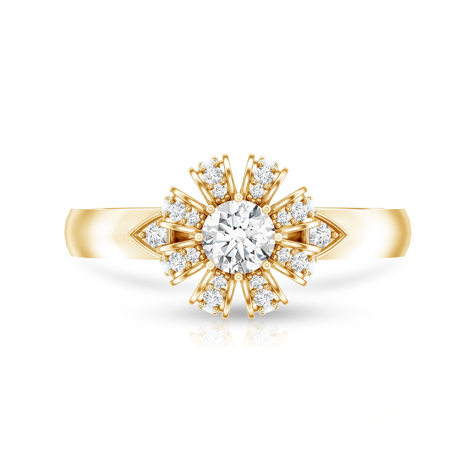 Certified Real Diamond Flower Engagement Ring for Women