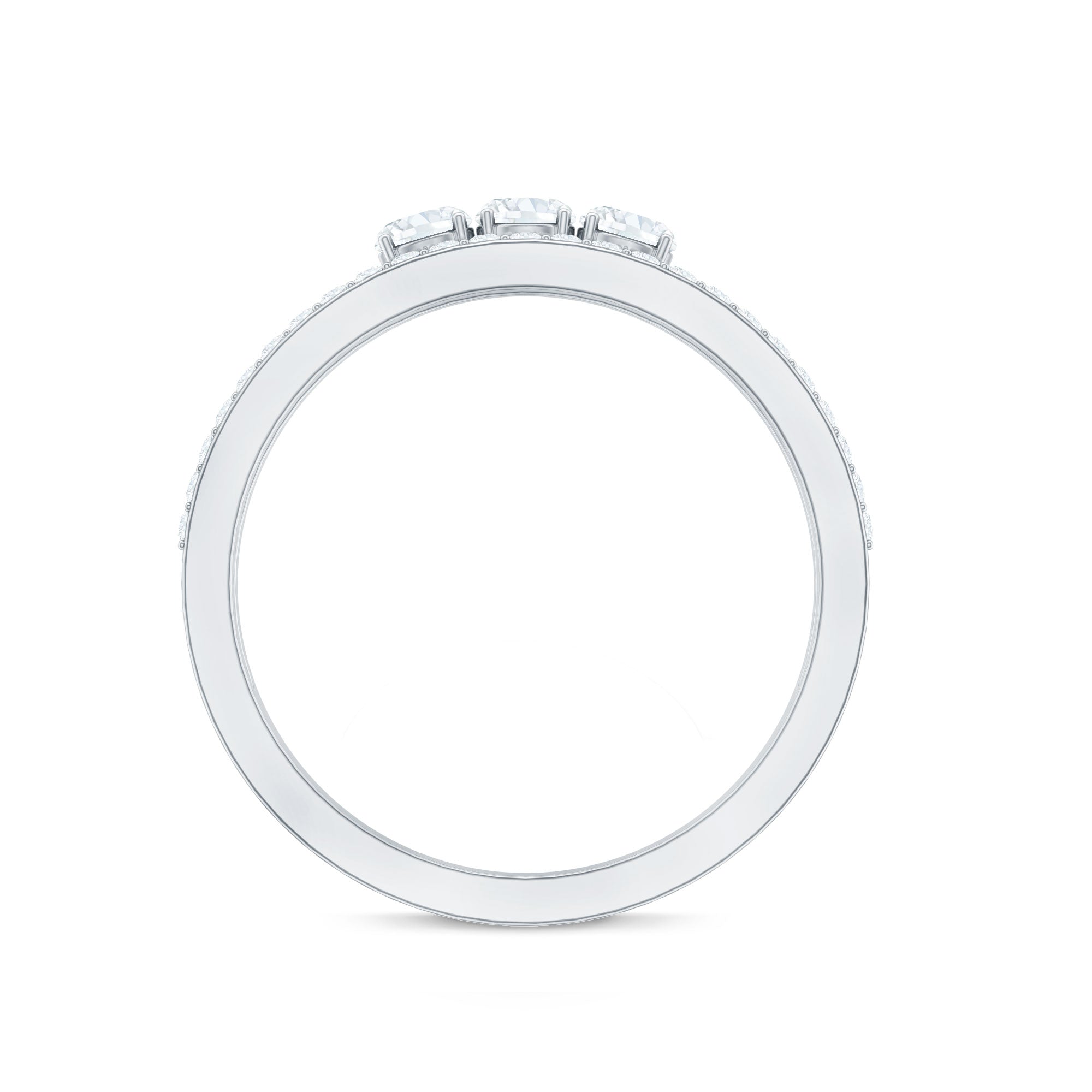 Certified Moissanite 3 Stone Anniversary Ring for Women