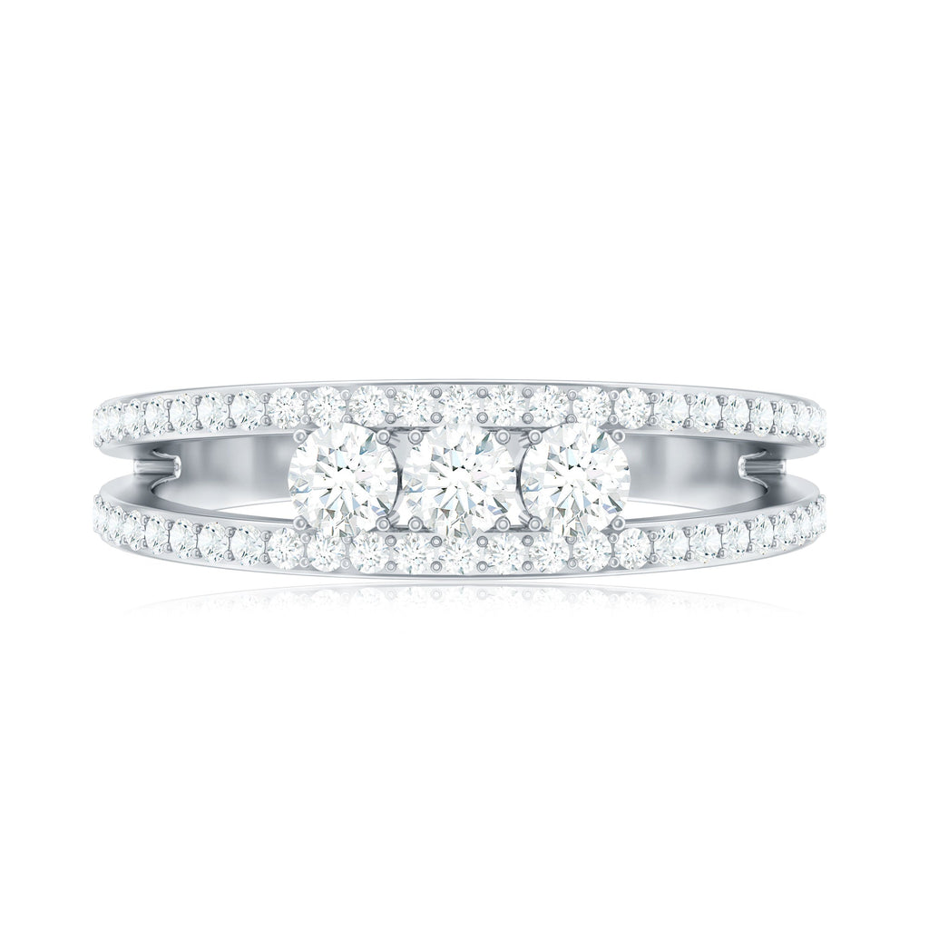 Certified Moissanite 3 Stone Anniversary Ring for Women