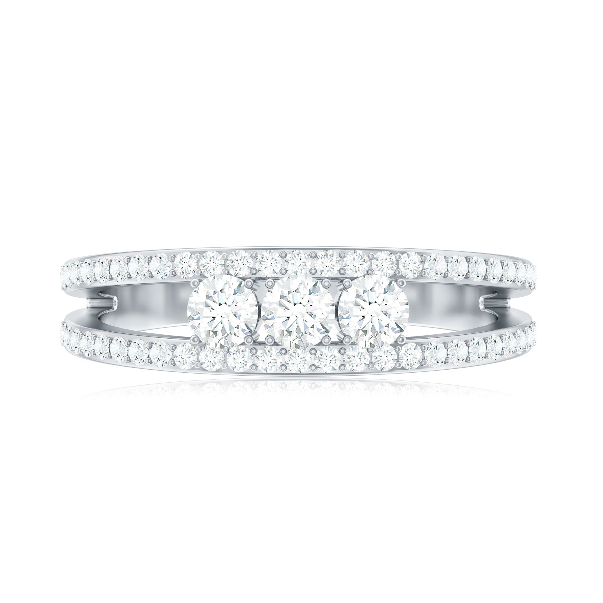Certified Moissanite 3 Stone Anniversary Ring for Women