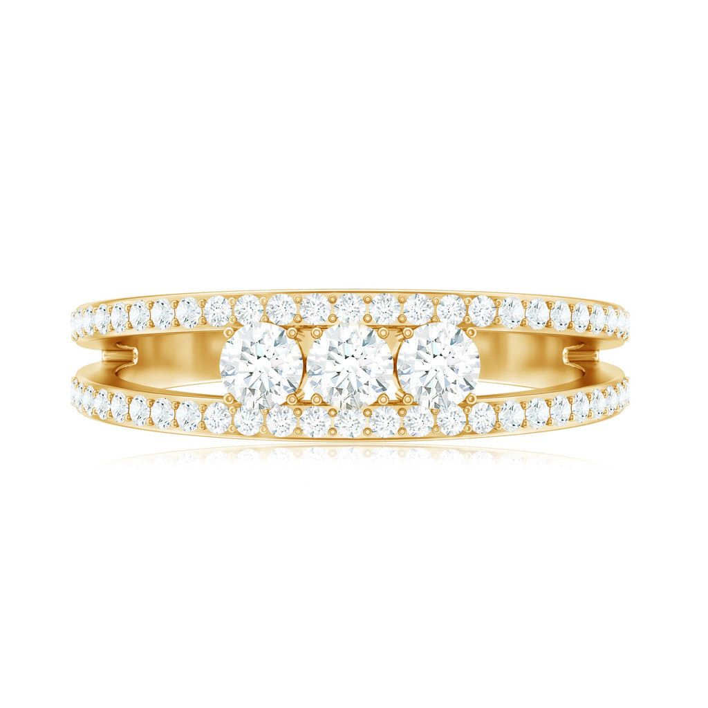 Certified Moissanite 3 Stone Anniversary Ring for Women
