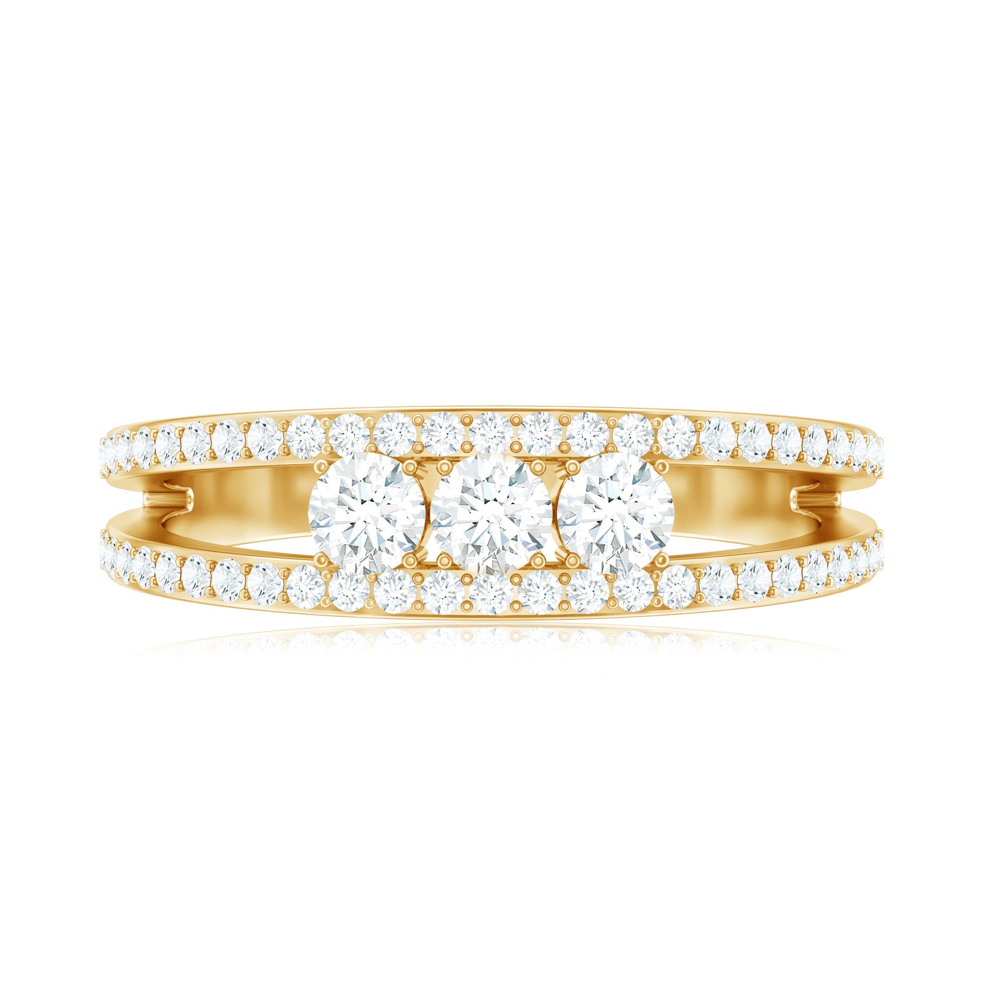 Certified Moissanite 3 Stone Anniversary Ring for Women