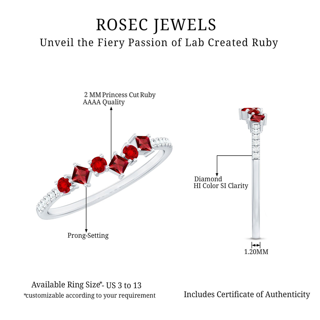 Lab Grown Ruby and Diamond Half Eternity Ring