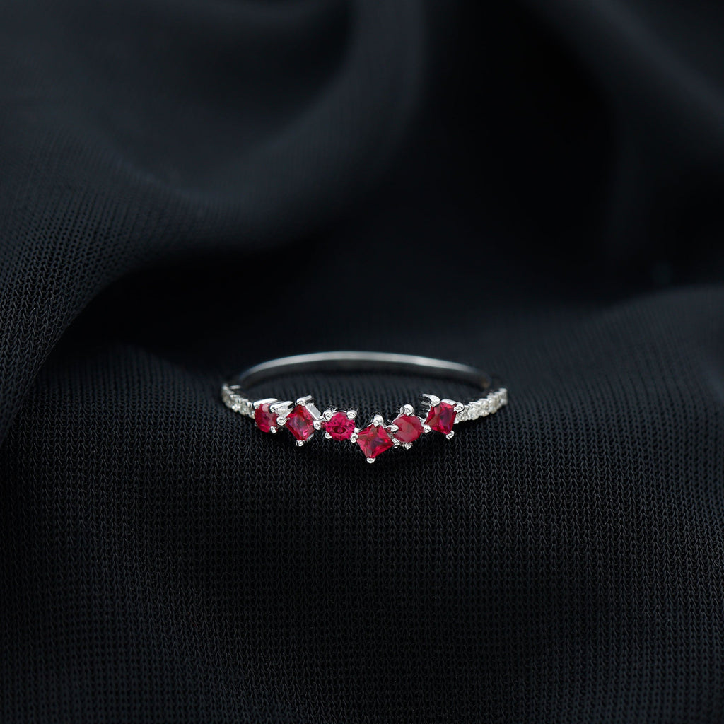 Lab Grown Ruby and Diamond Half Eternity Ring
