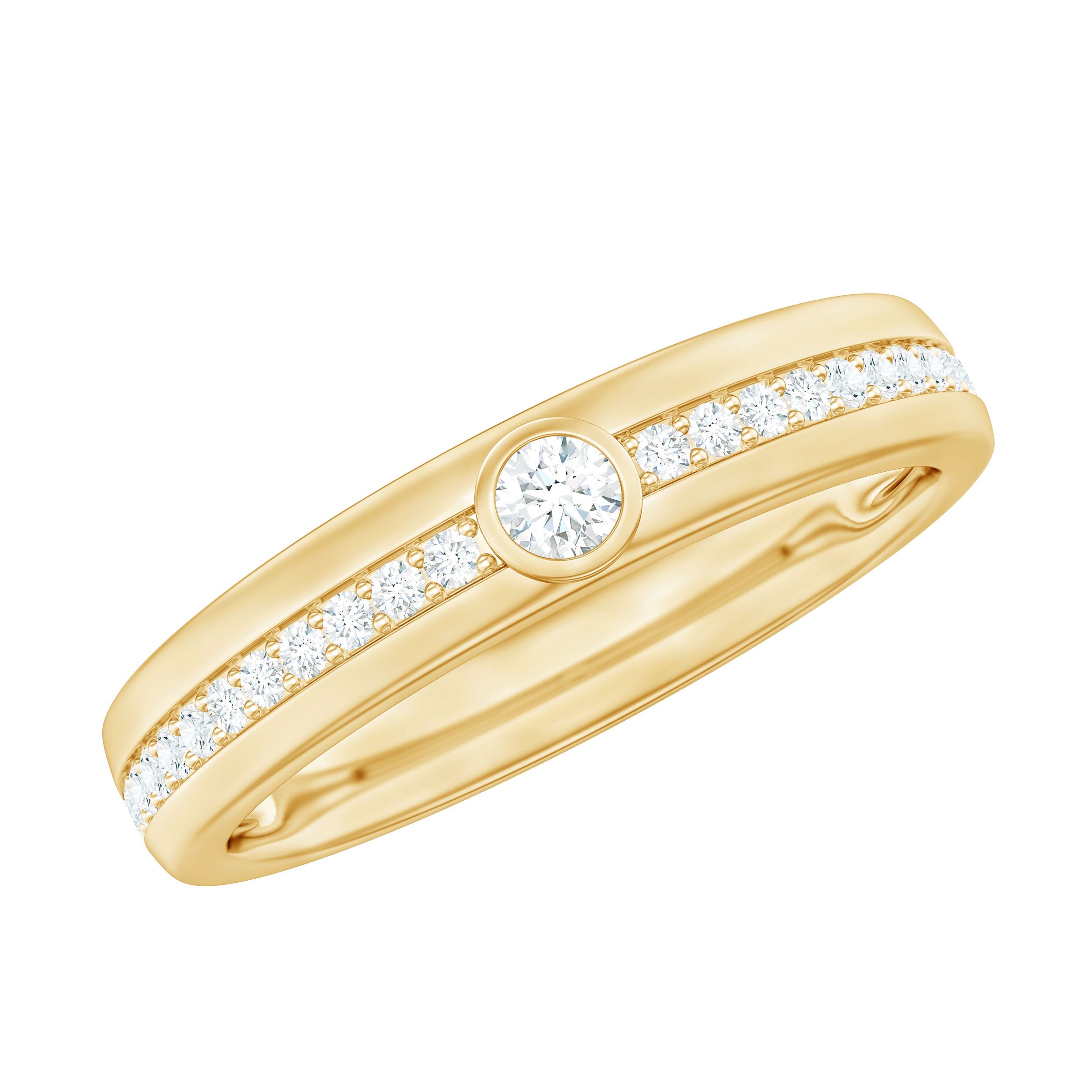 Bezel Set Moissanite Unisex Wedding Band Ring | Rings | Wiccan Center