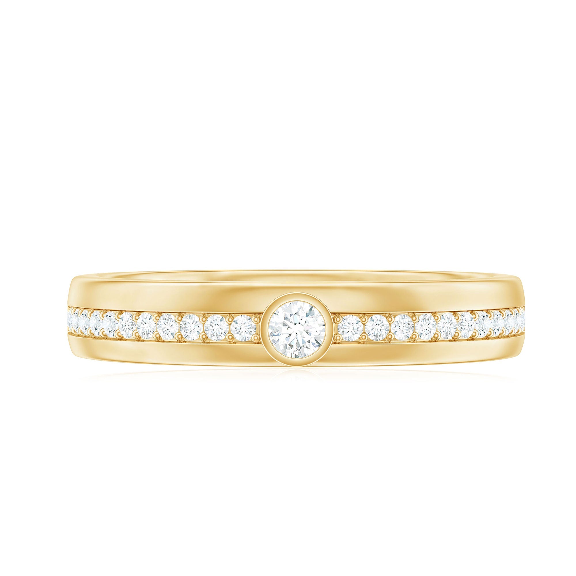 Bezel Set Moissanite Unisex Wedding Band Ring