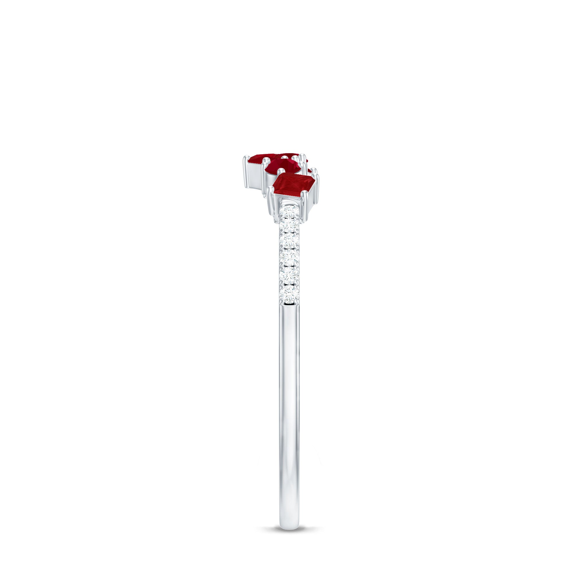 Minimal Ruby Half Eternity Ring with Diamond