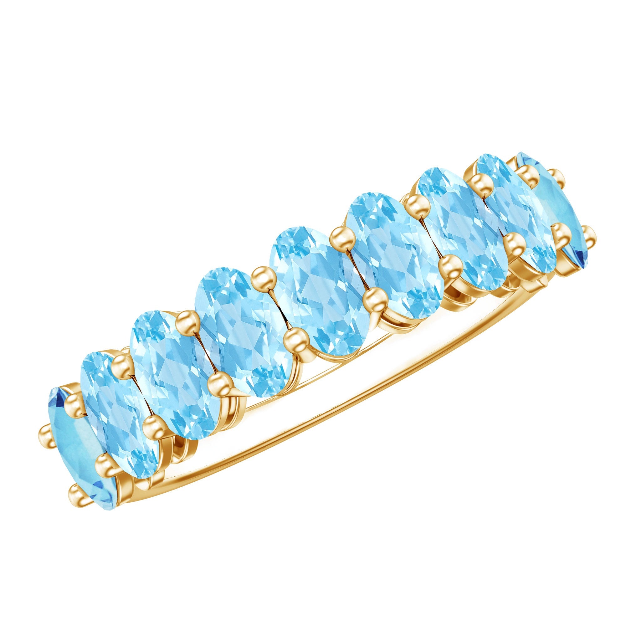 Genuine Oval Cut Aquamarine Half Eternity Ring for Women | Rings | Wiccan Center
