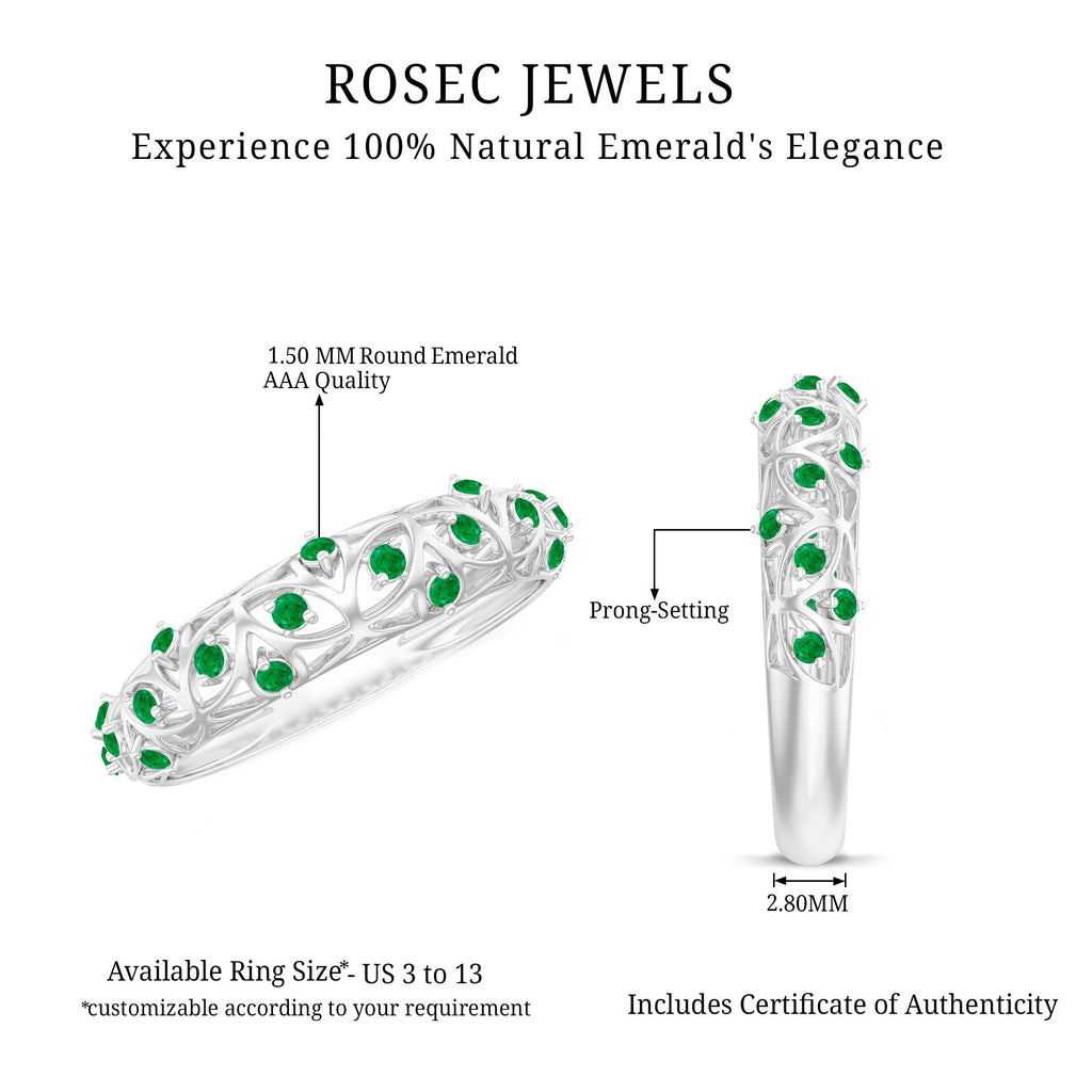 Natural Emerald Filigree Wedding Band for Women