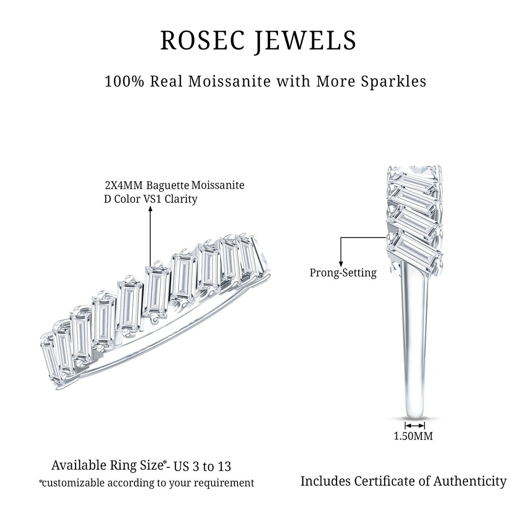 Certified Moissanite Baguette Cut Half Eternity Ring