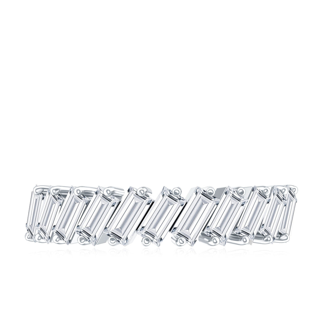 Certified Moissanite Baguette Cut Half Eternity Ring