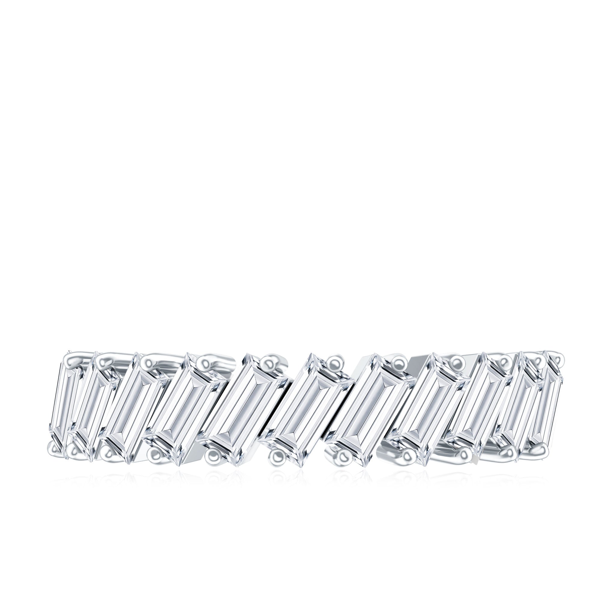 Certified Moissanite Baguette Cut Half Eternity Ring