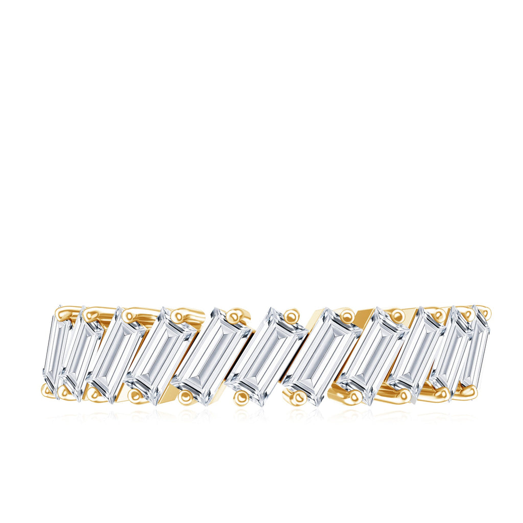 Certified Moissanite Baguette Cut Half Eternity Ring