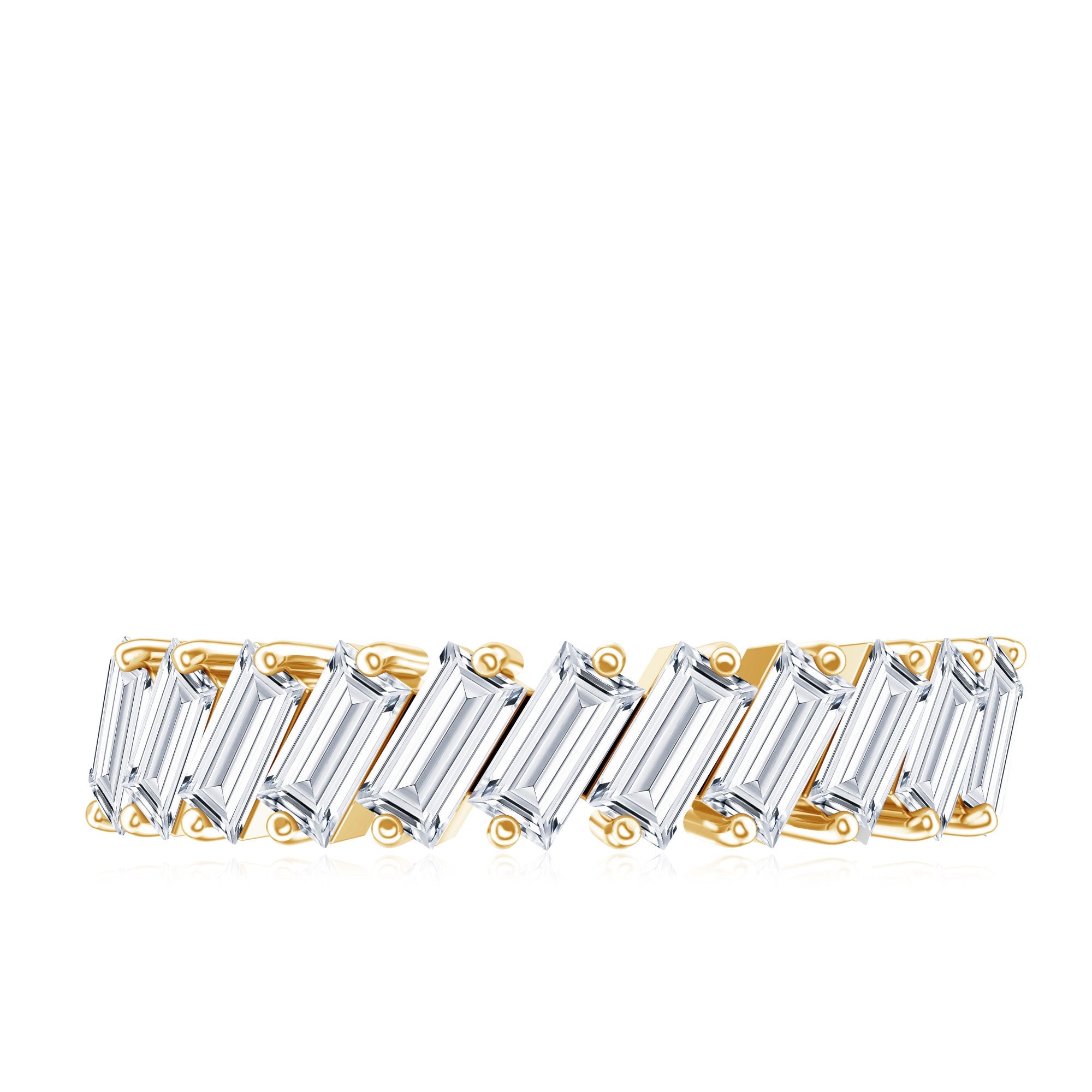 Certified Moissanite Baguette Cut Half Eternity Ring
