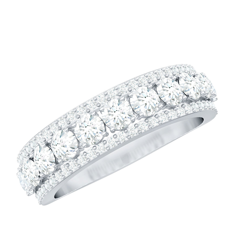 Certified Moissanite Wedding Anniversary Band Ring for Women