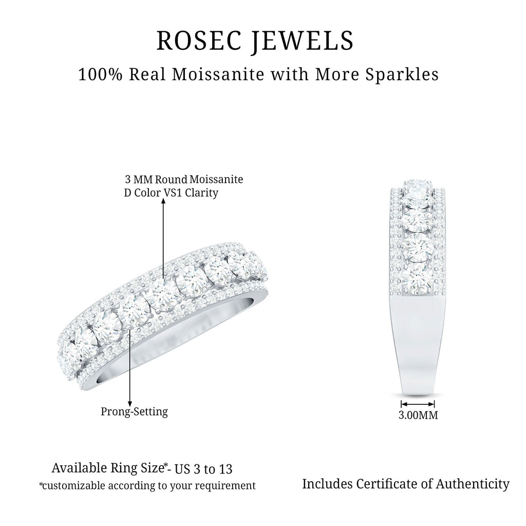 Certified Moissanite Wedding Anniversary Band Ring for Women