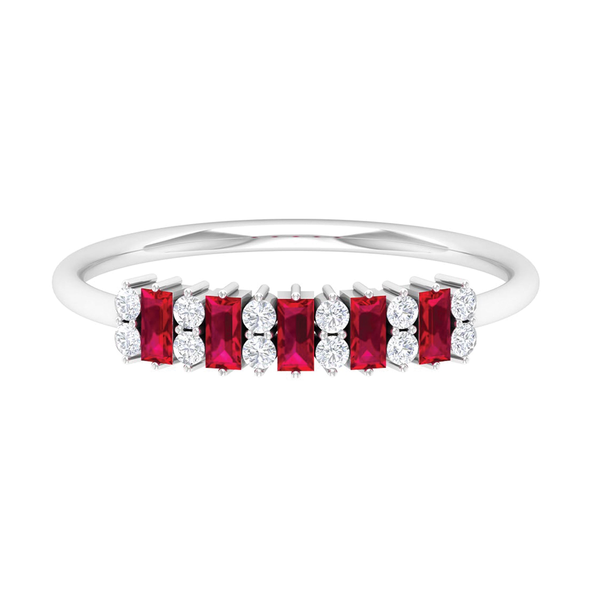 Minimalist Lab Created Ruby and Diamond Cluster Promise Ring