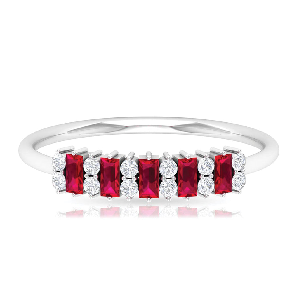 Minimalist Lab Created Ruby and Diamond Cluster Promise Ring